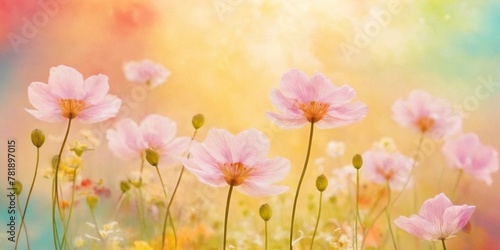 Beautiful cosmos flowers with soft focus and bokeh background.