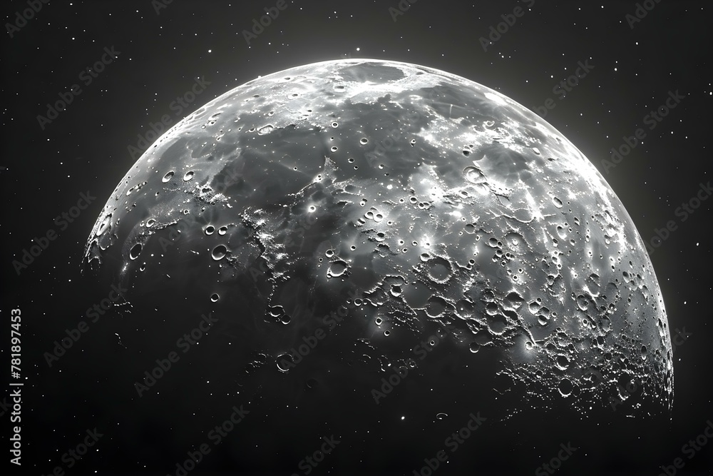 Fototapeta premium Moon's Mystique: Chandrayaan-3's Voyage. Concept Space Exploration, Moon's Mission, Chandrayaan-3, Lunar Exploration, Space Technology
