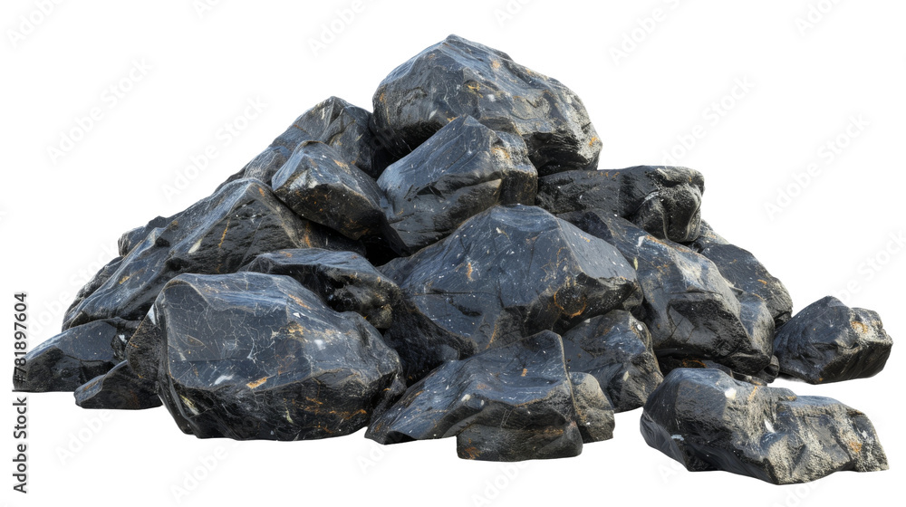 Stack of Black Rocks on White Background