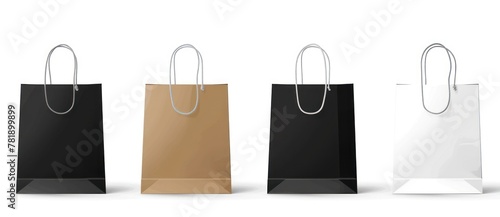 A stylish mockup showcasing a collection of blank paper shopping bags