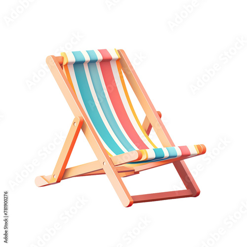 Beach chair, 3D style, isolated on blank background.