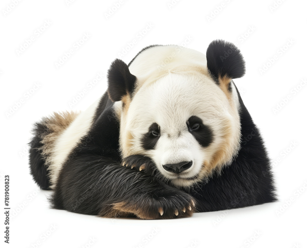 Giant panda resting its head on paws Giant panda resting its head on paws