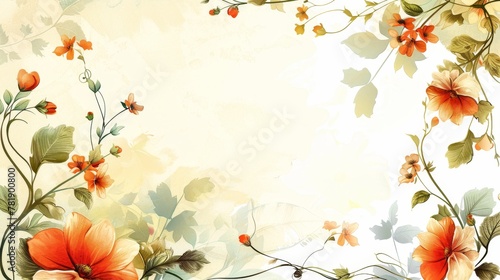 Floral Borders: A vector graphic of a frame adorned with intricate flowers and leaves