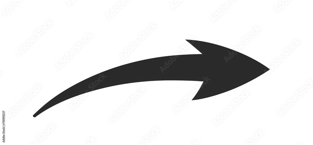 Obraz premium Simple black icon a curved right arrow PNG on a transparent background