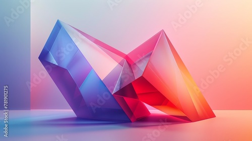 Geometric Artwork: A 3D vector illustration of a geometric sculpture