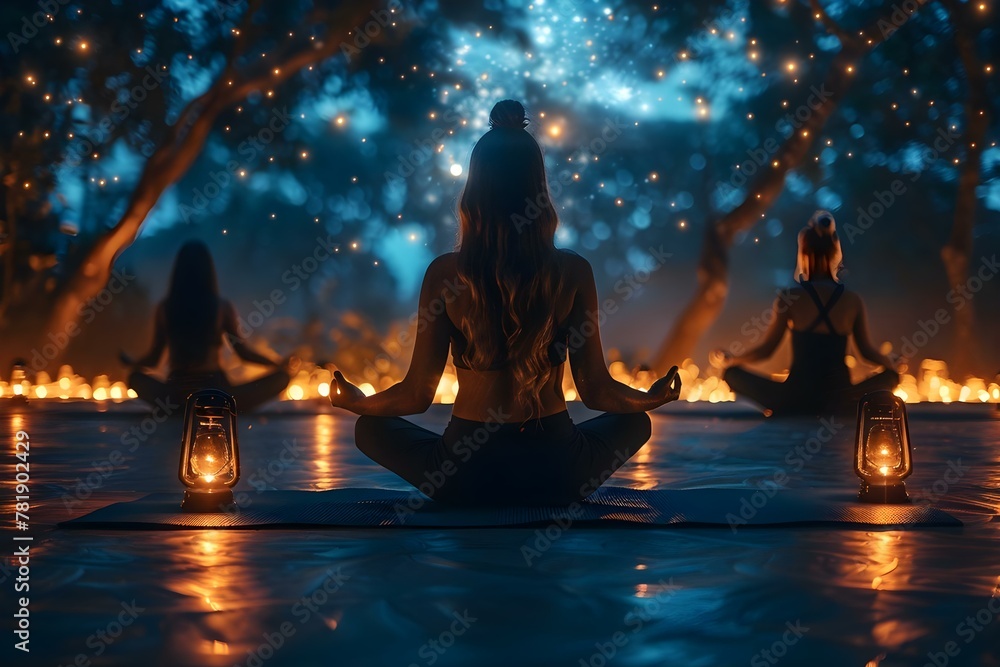 Starry Serenity: Yoga in the Heart of the Forest. Concept Yoga, Forest, Serenity, Starry Night, Meditation