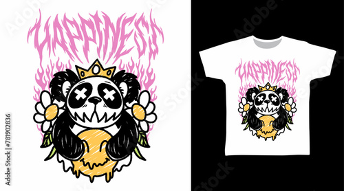 Panda Monster Illustration Tshirt Cartoon Designs. © Clushy