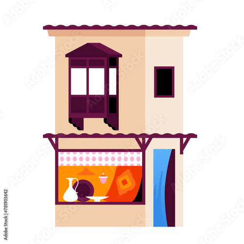 Turkish teahouse - modern flat design style single isolated image. Neat detailed illustration of entertainment for tourists. Place for tea ceremony, communication and relaxation. Summer vacation idea