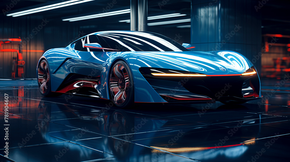 Blue Glow Capturing the Futuristic Elegance of Angular Electric Cars in Stunning Photorealism