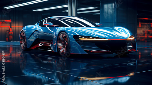 Blue Glow Capturing the Futuristic Elegance of Angular Electric Cars in Stunning Photorealism