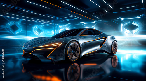 Blue Light Dreams Capturing the Photo Realism of Futuristic Electric Cars with Angular Lines and Stunning Beauty © Fernando Cortés