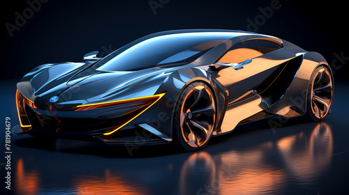 Capturing the Future Stunning Blue-Lit Photo Realism of Angular Futuristic Electric Cars