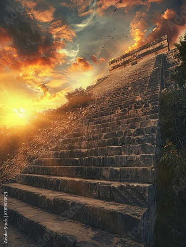 Ancient Mayan pyramid in Yucatan, Mexico. photo