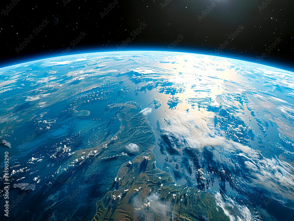 Hyper-realistic 3D Earth A Desaturated View from Space Hyper-realistic 3D Earth A Desaturated View from Space
