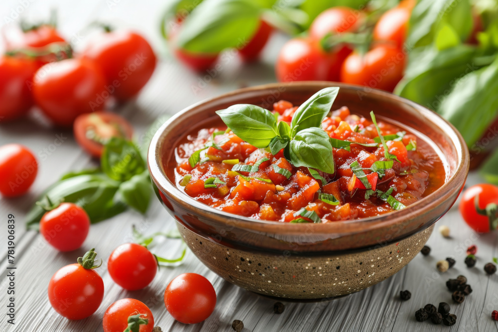 Mexican food, chiltomate sauce in bowl Mexican food, chiltomate sauce in bowl