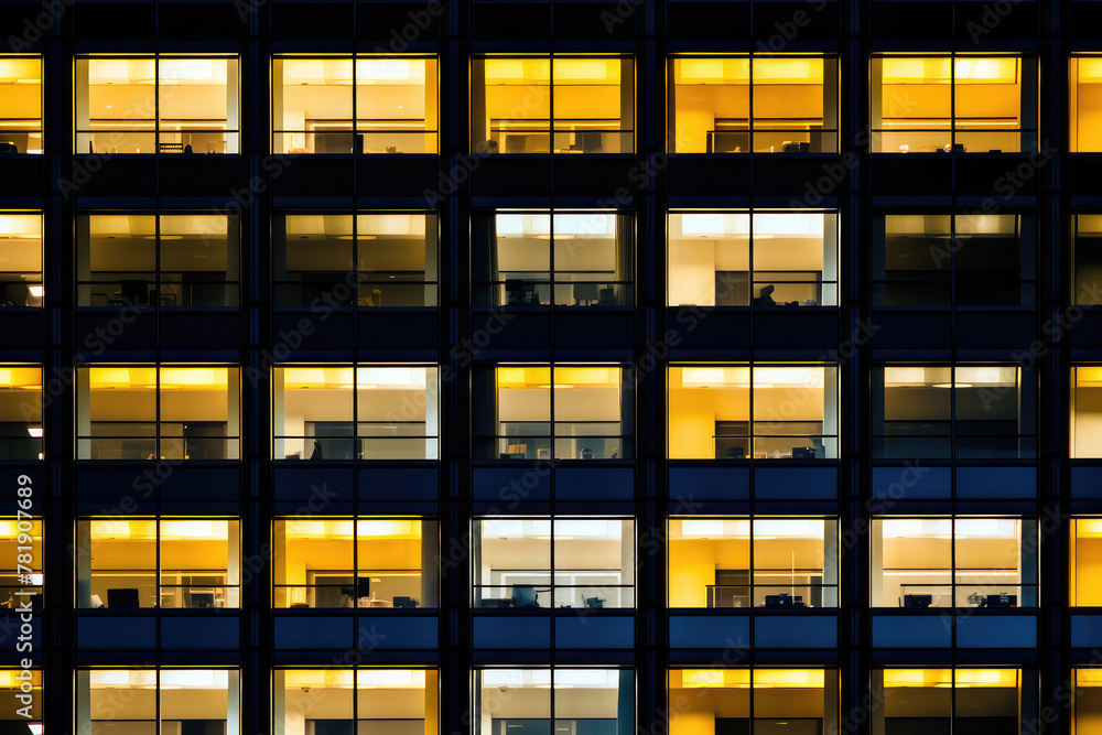 Corporate Office Building Lit Up at Night Corporate Office Building Lit Up at Night