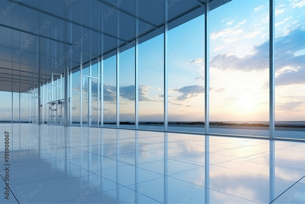 Fototapeta premium Sleek Corporate Office Overlooking Sunset