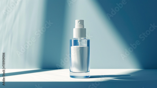 High-Resolution Product Studio Shot: White Cream in Cosmetic Bottle on Simple Background photo