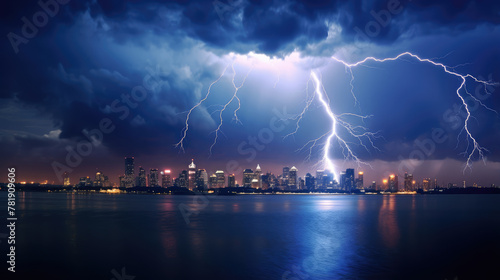 Thunderstorm Majesty  Electric Sky Over City