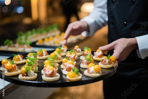 Elegant Catering Service Offering Gourmet Appetizers at Event