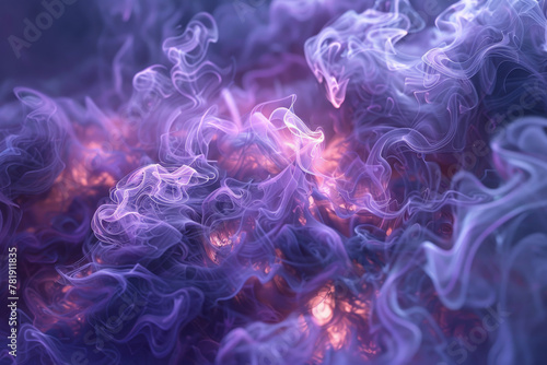 青白い炎と煙が渦巻く抽象的な背景 photo