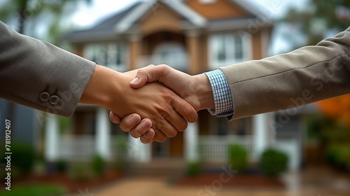 Handshake in front of a new house