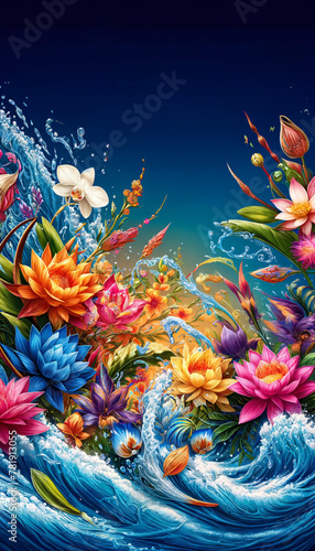 Songkran Splash: Thai Floral Delight background. © tong4130