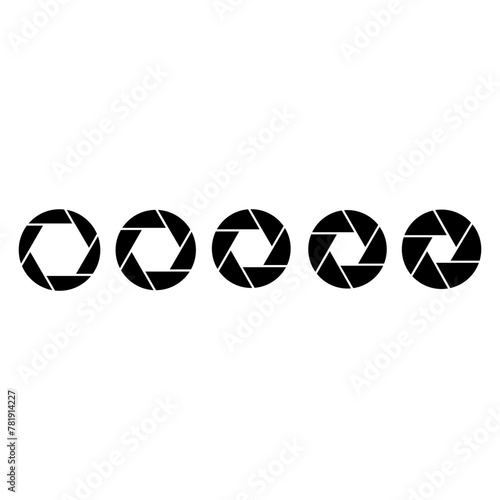 Camera Shutter icon vector set. Camera lens illustration sign collection. diaphragm petals symbol or logo.