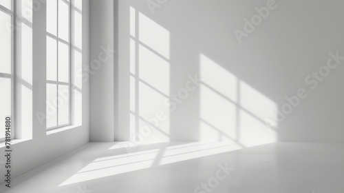 Space bathed in window light  bright  static indoor scene with white background