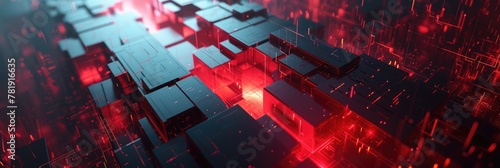 Abstract Cybernetic Grid with Red Data Stream