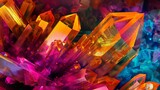Radiant Crystal Formation in Vivid Hues, Abstract Mineral Texture