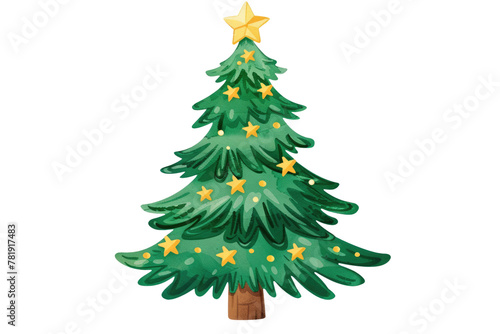 christmas tree clipart illustration, islated on white or transparent png