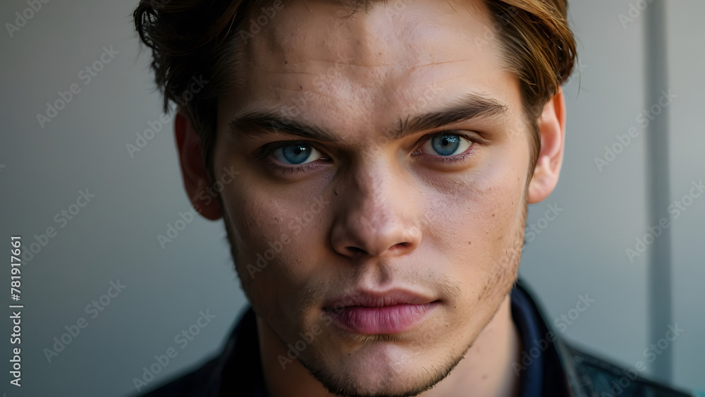 Generative ai, realistic illustration of handsome young man face Generative ai, realistic illustration of handsome young man face