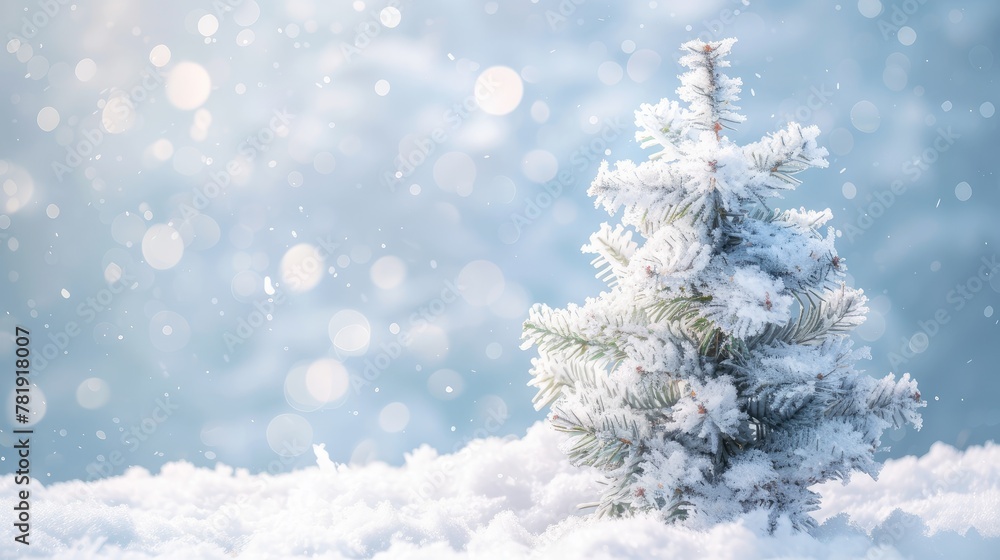 Serene Snow-Covered Christmas Tree Scene