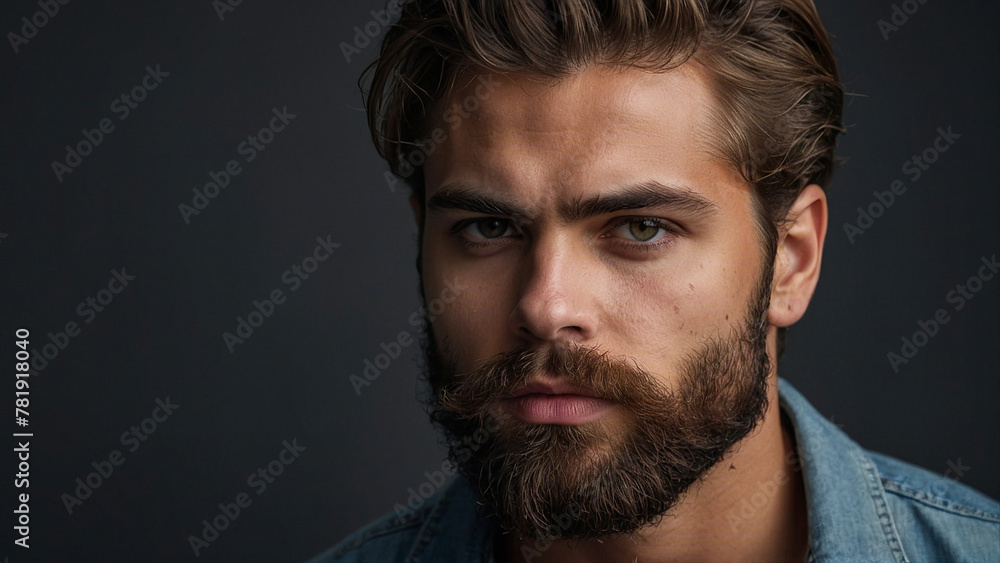 Obraz premium Generative AI illustration, handsome young mixed race man closeup portrait