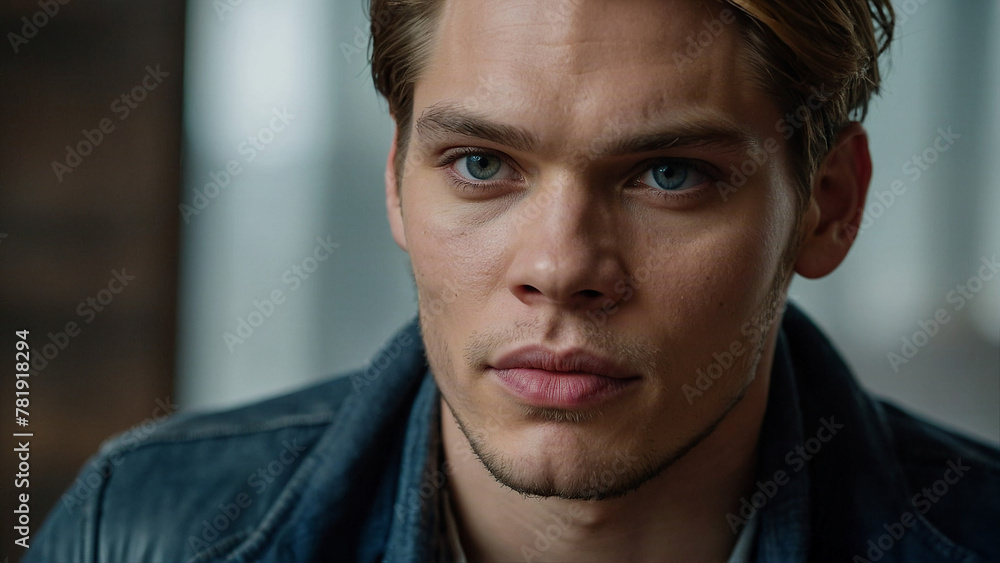 Generative AI illustration, handsome young mixed race man closeup portrait Generative AI illustration, handsome young mixed race man closeup portrait
