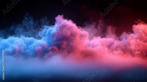 smoke with red blue and purple light on black background