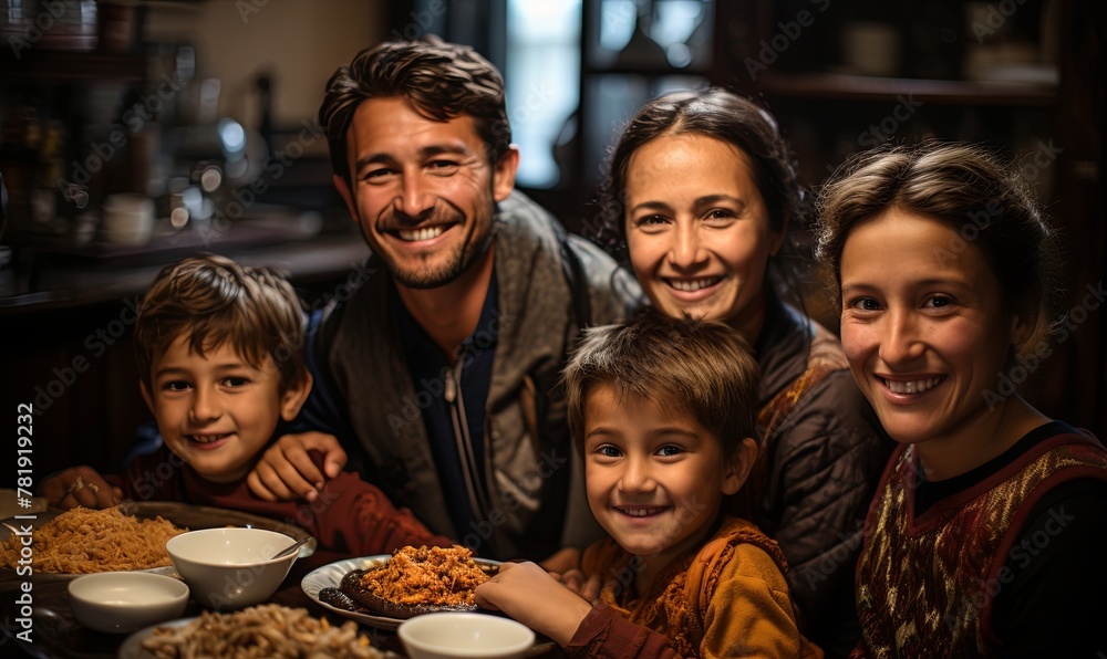 Group of People Standing Around Table Full of Food Group of People Standing Around Table Full of Food