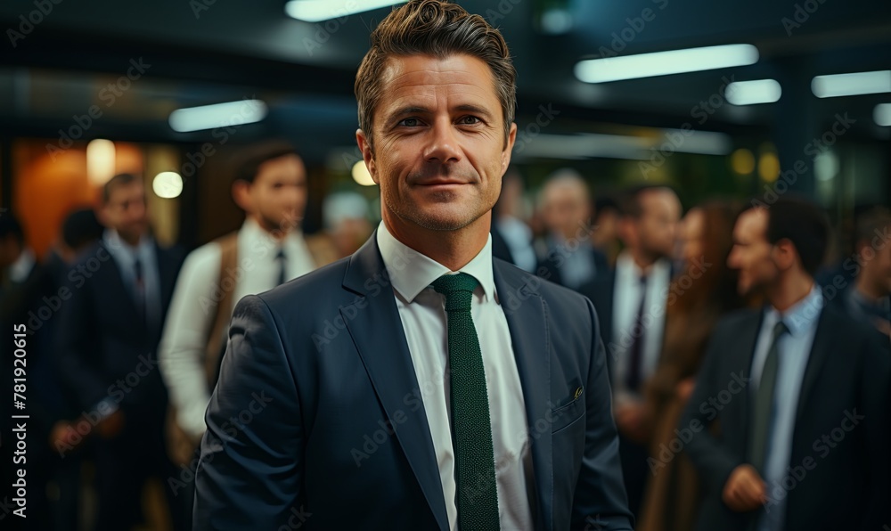 Man in Suit and Tie Addressing Group of People Man in Suit and Tie Addressing Group of People
