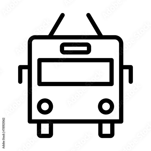 Trolleybus Vector Line Icon Design