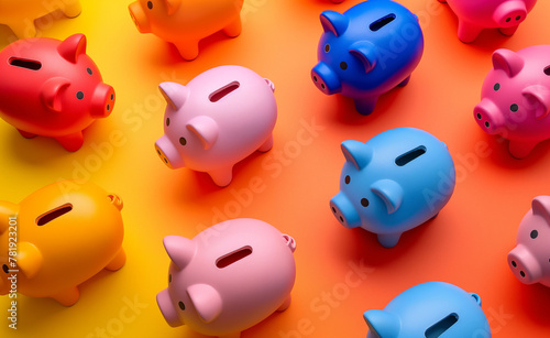 Colorful Piggy Banks. Illustrating Financial Diversity. Concept of Bank Savings. Financial Investment.