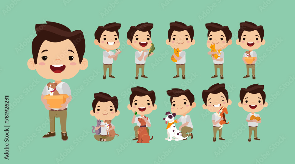 Illustration of people with pets Illustration of people with pets