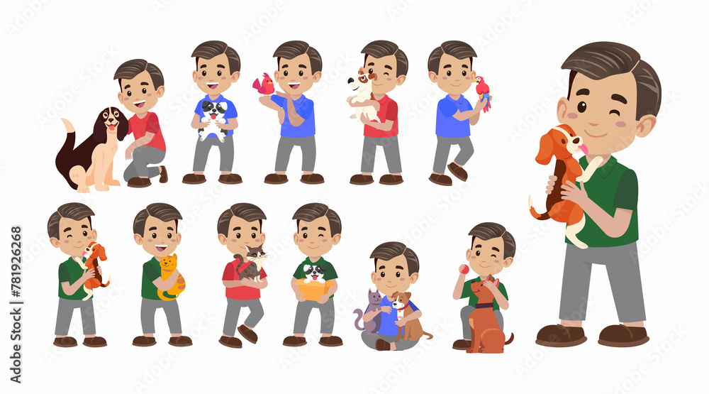 Illustration of people with pets Illustration of people with pets