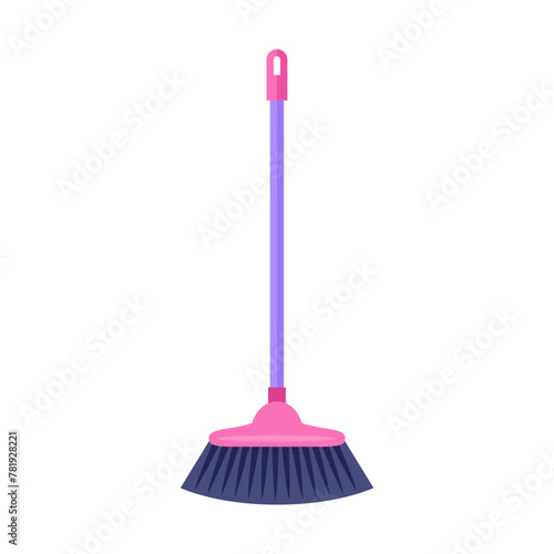 Cleaning broom. Vector cartoon illustration. Simple flat icon. 