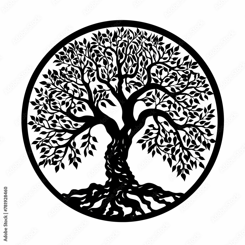 Family tree of life, black illustration on white background. Family tree of life, black illustration on white background.