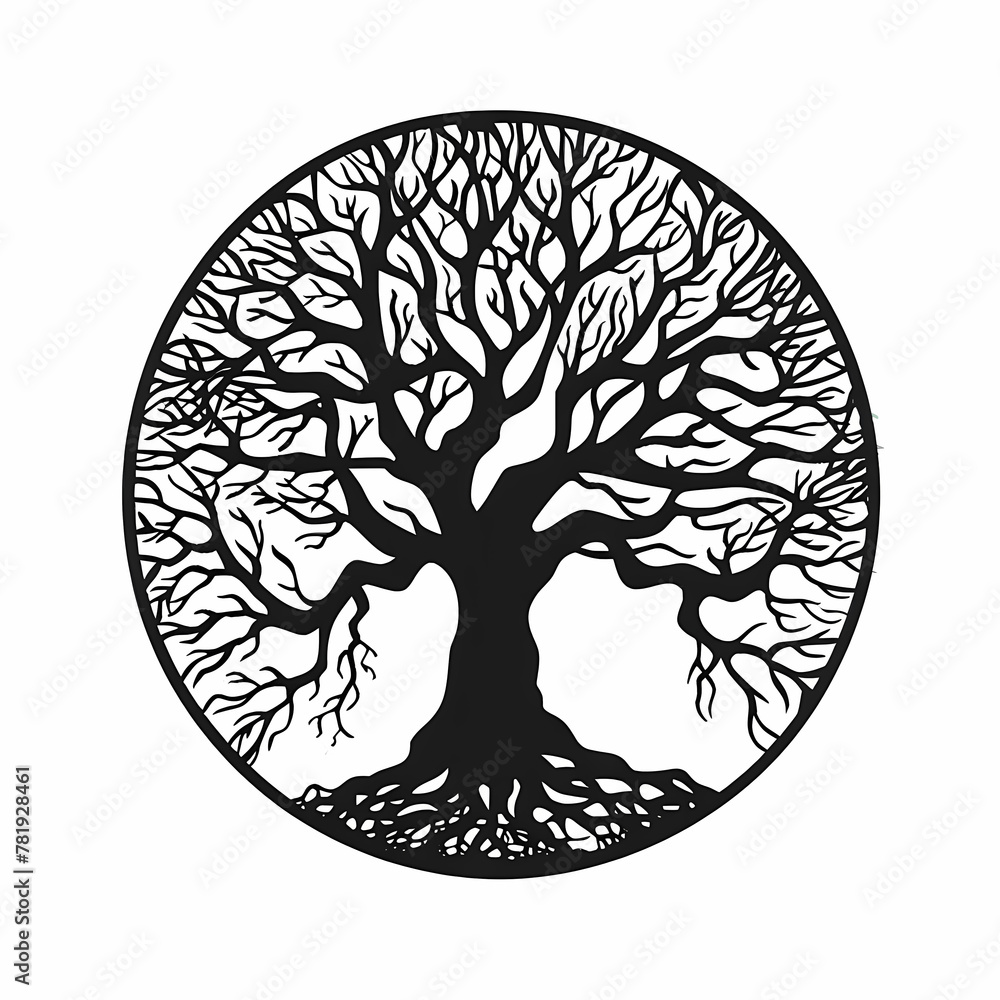 Family tree of life, black illustration on white background. Stock