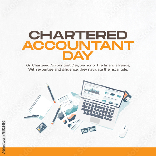 chartered accountants Day, A detailed illustration of accounting tools and documents, recognizing the crucial role of chartered accountants in financial management