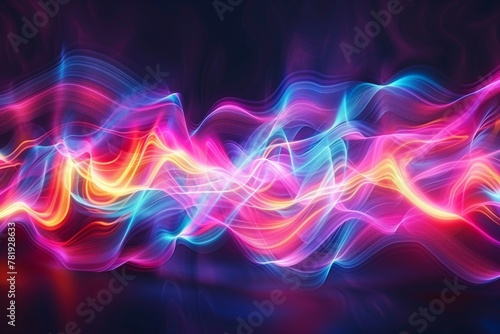 Abstract colorful light waves on dark background