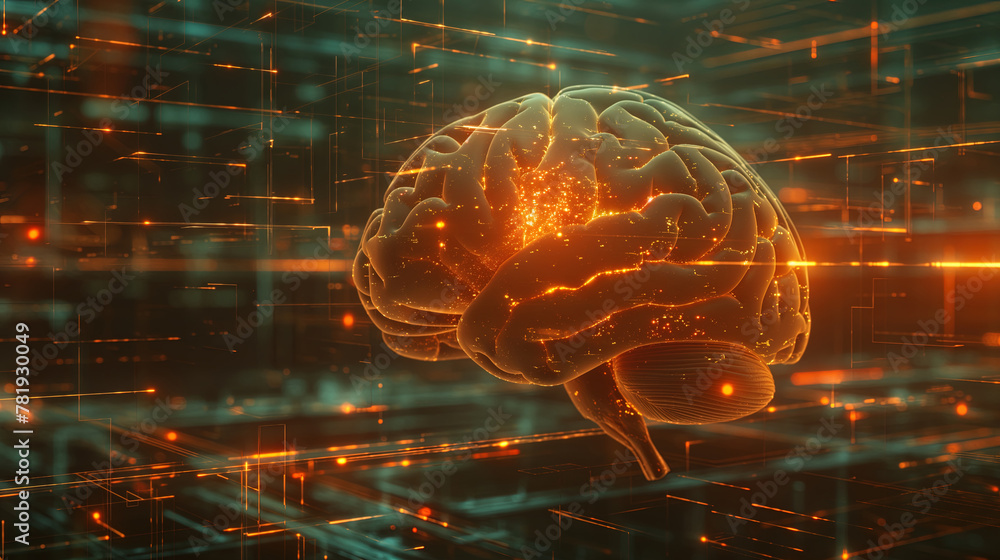 brain in cyber space, sparkling, background brain in cyber space, sparkling, background
