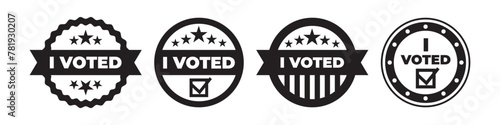 Vote bagdes set. Election sticker collection. Circle label voting sign. © Marina